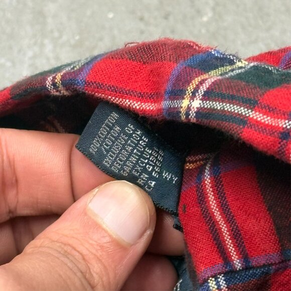 Vintage Ralph Lauren Classic Fit Button Down Shirt Red Plaid Cotton Large - Picture 7 of 7